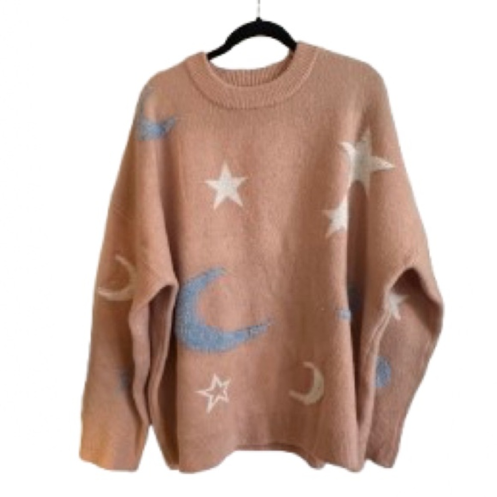 Rachel Pink Sweater with Star and Moon Design - Size 2X